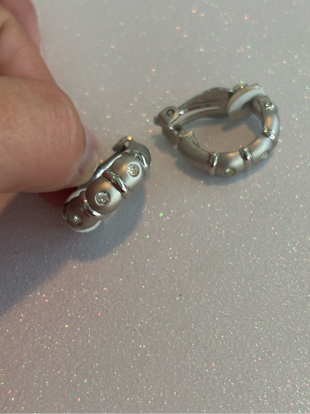 Vintage Y2K Brushed Silver-Tone Clip Earrings